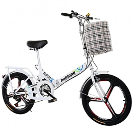 Hmvlw Bici Hmvlw Bicicletta Pieghevole velocità Portatile Variabile Bicicletta Pieghevole Bicycle Bicycle Adult Student City Commuting Freestyle Bicycle con Cestino (Color : White)