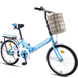 Hmvlw Bici Hmvlw Mountain Bikes Bicicletta Pieghevole Single Speed ​​Uomo Donna Studente Città Commuter Bici di Sport con Il Cestino (Color : Blue)