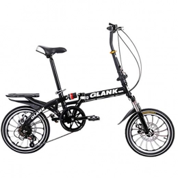 Hmvlw Bici Hmvlw Mountain Bikes Portable Bicicletta Pieghevole 10 Secondi 16inch della Rotella Figli Adulti Donne e Uomo di Sport Esterni della Bicicletta, variabili 6 Costi (Color : Black)