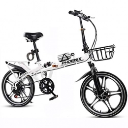 HNWNJ Bici pieghevoli HNWNJ Bici Pieghevoli Portable Bicicletta Pieghevole Single Speed ​​Studente di Sport Esterno di Bicicletta con Cestino, Bottiglia d'Acqua e Holder, Bianco (Size : Medium Size)