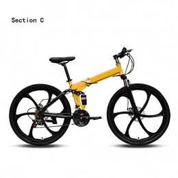 HY-WWK Bici HY-WWK Mountain Bike per Adulti, 24 / 27 Velocità Variabile 26 'Bicicletta Pieghevole da Città Doppio Freno a Disco Doppio Assorbimento Degli Urti Ruote Opzionali, Nero, Annuncio, Giallo