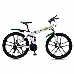 HY-WWK Bici HY-WWK Mountain Bike per Adulti da 24 / 26 Pollici, Sedile Pieghevole Regolabile da Viaggio in Città Telaio in Acciaio ad Alto Tenore Di Carbonio Freno a Doppio Disco Unisex, Rosso, Velocità 21, Verde