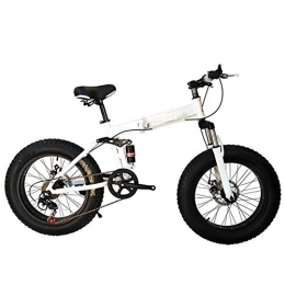 HY-WWK Bici HY-WWK Mountain Bike Pieghevoli per Adulti, Doppio Assorbimento Degli Urti 20 / 26 Pollici Beach Off-Road Bicicletta Regolabile Sedile 4.0 Pneumatici Grassi, Rosso, B 30 Velocità, Bianca