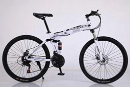 JKC Bici JKC Mountain Bike Pieghevole Leggera 4 Velocità Variabile Doppio Freno, Doppio Ammortizzazione, Bicicletta Pieghevole Sedile Regolabile Ciclismo Bici 24"