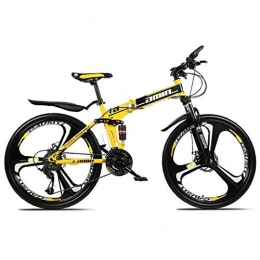 JLZXC Bici JLZXC Mountain Bike Mountain Bike, 26 Pollici Pieghevole Biciclette 21 / 24 / 27 Costi MTB Leggero Acciaio al Carbonio Telaio Sospensioni Freno A Disco Pieno (Color : Yellow, Size : 21speed)