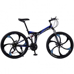 JLZXC Bici pieghevoli JLZXC Mountain Bike Mountain Bike / Biciclette 26 '' Rotella Pieghevole Acciaio al Carbonio Telaio 21 / 24 / 27 Costi Freno A Disco Doppia della Sospensione (Color : Blue, Size : 24speed)