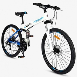 JLZXC Bici JLZXC Mountain Bike Pieghevole Mountain Bike 26" Sospensione delle Donne / Uomini Ravine Bike 24 Costi Acciaio al Carbonio Telaio Freno A Disco Pieno (Color : White)