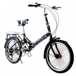 Jue Bici pieghevoli Jue Biciclette pieghevoli Bicicletta pieghevole unisex-adulto biciclette a 6 marce da 20 pollici set di ruote a velocità variabile bicicletta Ammortizzatore biciclette (Colore: Nero, Dimensioni: 155 *