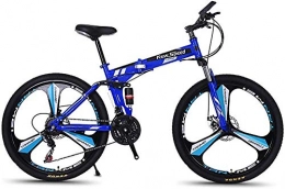 June Bici pieghevoli June Mountain Bike per Adulti Pieghevole 21 / 24 / 27 velocità Bici da Fuoristrada Ruote in Lega di Magnesio da 26 Pollici Biciclette con Ammortizzatore Anteriore A Disco E Freno A Disco Blu, Blue-27S