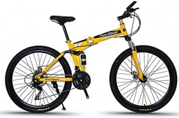 June Bici pieghevoli June Mountain Bike per Adulti Pieghevole 21 / 24 / 27 velocità Bici da Fuoristrada Ruote in Lega di Magnesio da 26 Pollici Biciclette con Ammortizzatore Anteriore A Disco E Freno A Disco Blu, Yellow-21S