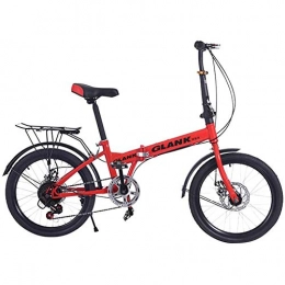 JW Bici pieghevoli JW Mini Folding Bike, 20 inch 15S Piegata Portatile Bici con Alta Resistenza alla Trazione Telaio in Acciaio Pieghevole Pendolari Doppio Freno Disco Bicicletta Montagna Urbane per Adulti Studenti, B