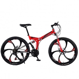 KANULAN Bici KANULAN Mountain Bike Rossa Da 26 Pollici Bicicletta, Bici Per Adulti Conveniente Veloce, Pressione Di Ammortizzazione, Biciclette Pieghevoli, Pneumatici Resistenti All'usura Antiscivol(Size:21 Speed)