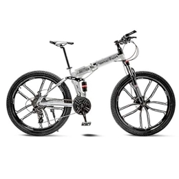 Kerryshop Bici pieghevoli Kerryshop Biciclette White Mountain Bike della Bicicletta 10 Razze Ruote Pieghevole 24 / 26 Freni Doppio Disco Pollici (21 / 24 / 27 / 30 di velocità) Bici Pieghevoli (Color : 30 Speed, Dimensione : 26inch)