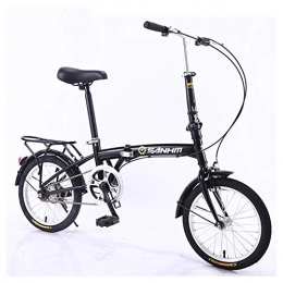 KXDLR Bici KXDLR 16-inch Bicicletta Pieghevole, Caratterizzato da Parafanghi Anteriore E Posteriore, Carry Posteriore Rack, con Freni A Doppia V-Style, Nero