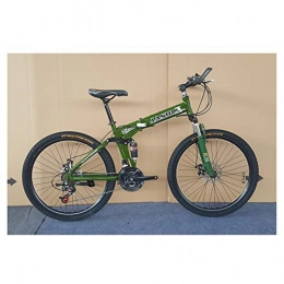 KXDLR Bici pieghevoli KXDLR 26 Pollici Mountain Bike con Sospensione Doppia / Freno A Disco, 27 Costi Bicicletta Pieghevole in Acciaio-Alto Tenore di Carbonio Telaio, Verde