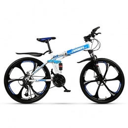 KXDLR Bici pieghevoli KXDLR 30-velocità Freni A Disco Doppio velocità Male Mountain Bike (Diametro della Ruota: 26 Pollici) Design Semplice con Doppia della Sospensione, Blu