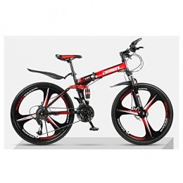 KXDLR Bici KXDLR Folding Bike 27 velocità della Bici di Montagna 26 Pollici A 3 Razze Ruote Doppia della Sospensione A Doppio Freno A Disco Bicicletta Pieghevole, Nero