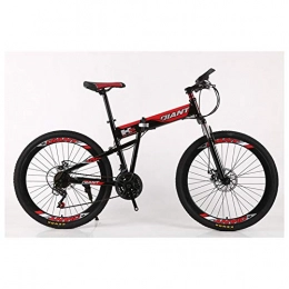 KXDLR Bici KXDLR Folding Mountain Bike 21-30 Costi Forcella della Bicicletta della Sospensione MTB Pieghevole Telaio 26" Ruote con Freni a Doppio Disco, Rosso, 24 Speed