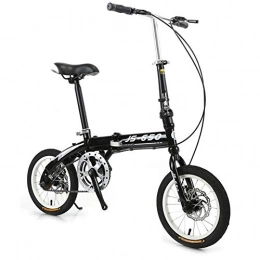 KXDLR Bici KXDLR Telaio 14 Pollici Studente di Scuola Bici dell'automobile Alluminio Leggero di Folding Bike Cycling Commuter Pieghevole Donne Biciclette E Doppio Freno A Disco, Nero