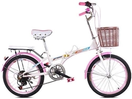L.HPT Bici pieghevoli L.HPT Cambio Bici Pieghevole da 20 Pollici - Bicicletta per ammortizzatori per Uomini e Donne - Cambio Bici Pieghevole con Doppio Freno a Disco - Bicicletta per Adulti per Signora, Blu (Colore: Rosa)