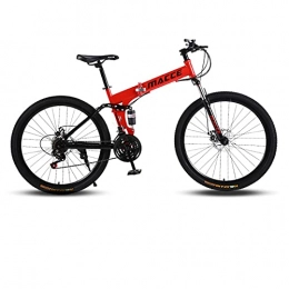 LHQ-HQ Bici pieghevoli LHQ-HQ Bicicletta da Montagna Pieghevole per Adulti 26"Ruota 27 velocità MTB Carico 160 kg Doppia Sospensione Adatta per Altezza 5, 2-6 Piedi, D