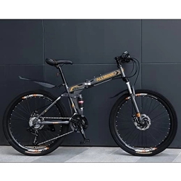 LHQ-HQ Bici LHQ-HQ Mountain Bike Pieghevole da 26 Pollici per Adulti, Bici Pieghevole MTB Professionale A 24 velocità, Doppia Sospensione, Telaio in Acciaio Ad Alto Tenore di Carbonio, Freno A Doppio Disco, D