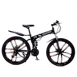 LHQ-HQ Bici pieghevoli LHQ-HQ Sport all'aria aperta Mountain bike bicicletta pieghevole, 21Speed ​​doppio freno a disco sospensione totale antiscivolo, leggera struttura di alluminio, forcella ammortizzata, multipla Colors2