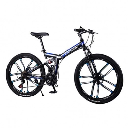 LIU Bici LIU Mountain Bike Pieghevole, 21 / 24 / 27 velocità Resistente a Doppia Sospensione Telaio Rinforzato in Acciaio al Carbonio ad Alta densità Ideale per la Guida in Città e Il pendolarismo, 26inch, 24speed