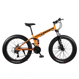 LIUJIE Bici LIUJIE 26"in Lega di Folding Mountain Bike 27 velocità Doppia della Sospensione 4.0 Pollici Fat Tire Bike Can Ciclismo Neve, Montagne e Strade, spiagge, ECC, 3, Arancia