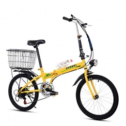 LQLD Bici pieghevoli LQLD Mountain Bike, Biciclette Pieghevoli Risparmiare Spazio Acciaio al Carbonio Biciclette da Montagna con Illuminazione E Cestino per Auto Addensato La Bicicletta È più Sicura E Comoda, Giallo