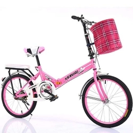 LSBYZYT Bici pieghevoli LSBYZYT Bicicletta Pieghevole, Bicicletta Ultraleggera da 20 Pollici, Bicicletta per Adulti Portatile-Rosa_Include Cestino per Biciclette