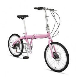 LXJ Bici LXJ Bicicletta Pieghevole, Bicicletta Ammortizzante A velocità Variabile da 20 Pollici for Donne, Adulti E Studenti, Bicicletta Pieghevole Portatile, Rosa, 6 velocità