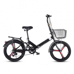 LXJ Bici LXJ Bicicletta Pieghevole, Ruota Integrata da 20 Pollici, Assorbimento degli Urti A 6 velocità, Bicicletta da Città Portatile, Adatta for Adulti E Adolescenti, Uomini E Donne, Nera