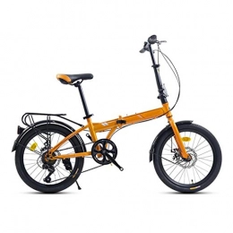 LXJ Bici LXJ Bicicletta Pieghevole, Ruote da 20 Pollici, Sedile A 7 velocità, Manubrio Regolabile, Ultraleggera E Portatile, Facile da Riporre, Unisex for Studenti Adulti (Arancione)