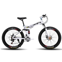 LXLTLB Bici LXLTLB 26in Pieghevole Mountain Bike 21 / 24 / 27 velocità Unisex Adulto Doppio Freno Disco Bicicletta Pieghevole Assorbimento degli Urti Bicicletta Folding, Bianca, 27 Speed