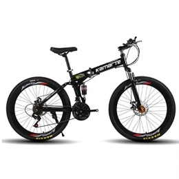 LXLTLB Bici LXLTLB 26in Pieghevole Mountain Bike 21 / 24 / 27 velocità Unisex Adulto Doppio Freno Disco Bicicletta Pieghevole Assorbimento degli Urti Bicicletta Folding, Nero, 24 Speed