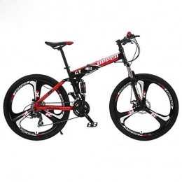 MEICHEN Bici pieghevoli MEICHEN Mountain Bike Pieghevole Telaio in Acciaio Meccanica del Freno a Disco 24 di velocità 26" Cerchi in Lega a 3 Razze, BlackRed