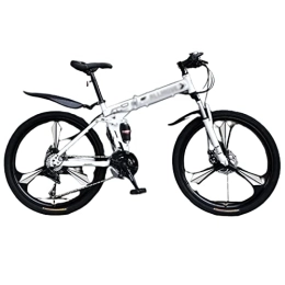 MIJIE Bici pieghevoli MIJIE Mountain Bike Pieghevole - Ingranaggi Regolabili, Installazione Rapida, portante da 100 kg, Prestazioni su Tutti i Terreni, Design ergonomico, Bici Pieghevole Uomo / Donna (White 26inch)