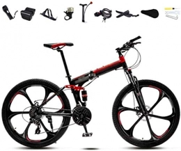 MJY Bici MJY Bici Bicicletta da 24-26 pollici, Bicicletta da pendolare pieghevole unisex, Bicicletta pieghevole da 30 marce, Freno a doppio disco / Ruota rossa / B / 26 '' 5-25