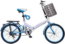 Mnjin Bici Mnjin Road Bike Pieghevole Bicicletta Sedile per Bicicletta Tubo Ammortizzatore A sgancio rapido Studente Adulto Single Speed Uomini e Donne Modelli Blu 20 Pollici