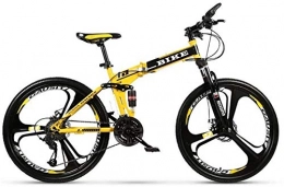 Mopoq Bici Mopoq Pieghevole Mountainbike 24 / 26 Pollici, MTB Bicicletta con 3 Cutter Ruota, Giallo (Color : 27 Gear Shift, Dimensione : 26 Inches)