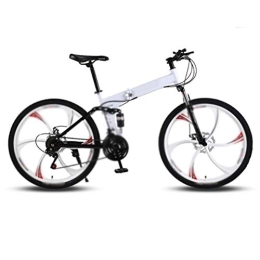  Bici pieghevoli Mountain - Bicicletta pieghevole a sei taglierine da 26 cm, 27 velocità, con doppio ammortizzatore a velocità variabile, pieghevole, facile da trasportare, colore: bianco