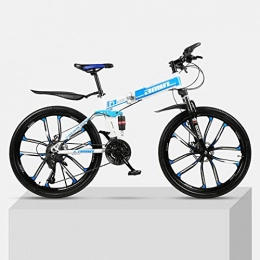 Chengke Yipin Bici Mountain Bike 24 Pollici Una Ruota Pieghevole Telaio in Acciaio ad Alto tenore di Carbonio Freni a Doppio Disco Unisex Mountain Bike da Esterno per Studenti-Blu_21 velocit