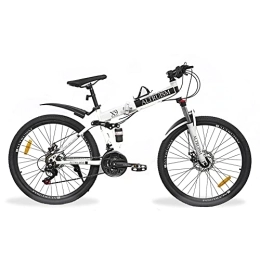 Altruism Bici pieghevoli Mountain Bike, Bici Pieghevole, Bicicletta 26 Pollici, Shimano Cambio A 21 Marce, Freno A Disco Anteriore E Posteriore, Sospensione Completa, Per Uomini E Donne(White)