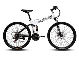 DUWIN Bici pieghevoli Mountain bike, bicicletta pieghevole da 26 pollici bici bici bici 21 / 24 / 27 gang hardtail mountain bike con sedile regolabile disco freno a disco bicicletta per uomo e signore, Bianca, 26 inch 21 speed