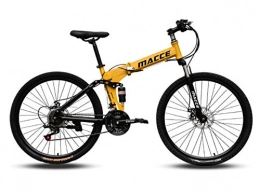 DUWIN Bici Mountain bike, bicicletta pieghevole da 26 pollici bici bici bici 21 / 24 / 27 gang hardtail mountain bike con sedile regolabile disco freno a disco bicicletta per uomo e signore, Giallo, 26 inch 27 speed