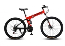 DUWIN Bici Mountain bike, bicicletta pieghevole da 26 pollici bici bici bici 21 / 24 / 27 gang hardtail mountain bike con sedile regolabile disco freno a disco bicicletta per uomo e signore, Rosso, 26 inch 24 speed