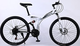 DPCXZ Bici Mountain Bike Da 26 Pollici, Pieghevole A 21 Marce, Con Freno A Disco Ammortizzante Biciclette Della Strada Degli Bicicletta Pieghevole, Per Uomini E Donne White, 24 inches