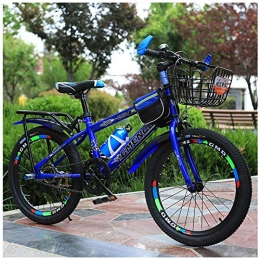 DDSGG Bici pieghevoli Mountain Bike per Adulti, Ruote Sportive in Acciaio Ad Alto Tenore di Carbonio, Bici da Strada da 22 Pollici, con Freno A Doppia V, Telaio del Sedile Posteriore + Cestino, Blu