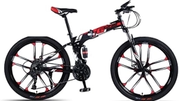 DPCXZ Bici Mountain Bike Pieghevole 24 Pollici, Mountain Bike Pieghevole Da Uomo E Donna 21 Velocità Doppio Freno A Disco, Telaio In Acciaio Leggero E Resistente, Facile Da Viaggiare red, 24 inches